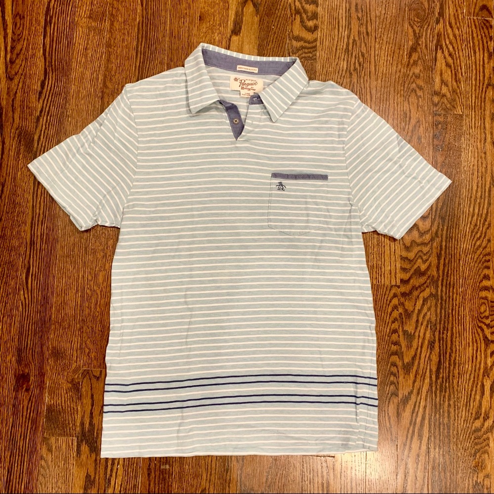 Light blue Penguin men’s short sleeve shirt knit